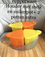 Tupperware Houder met melk en suikerpot en 2 extra 10 foto's, Maison & Meubles, Cuisine| Tupperware, Comme neuf, Orange, Enlèvement ou Envoi
