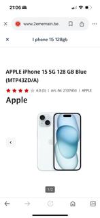 iPhone 15 128gb, Telecommunicatie, Mobiele telefoons | Apple iPhone, 128 GB, IPhone 15, Blauw, Ophalen of Verzenden