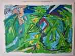 Kleurrijke abstracte zeefdruk Win van den Abbeele uit 1983, Ophalen of Verzenden