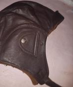 Oude bruin lederen vliegeniersmuts/pilotenkap, Ophalen