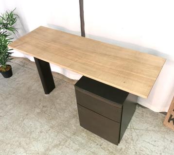bureau/bloc pimpé avec plateau en chêne épais L 129 D 46 H 7, Enlèvement, Utilisé, Bureau