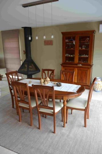 Salle à manger en merisier massif, Enlèvement, Comme neuf, Strak Klassiek, 4 à 6 chaises