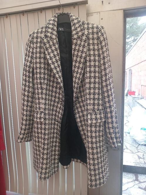 Zara met pied-de-poule - maat S, Kleding | Dames, Jassen | Winter, Zo goed als nieuw, Wit, Ophalen of Verzenden