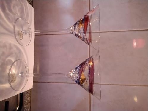 2 kristallen cocktailglazen van Cristal de Paris, Verzamelen, Porselein, Kristal en Bestek, Zo goed als nieuw, Glas of Glazen