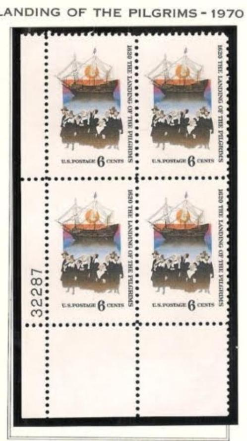 USA 1970 - Landing of the Pilgrims Issue - pane of 4, Postzegels en Munten, Postzegels | Amerika, Postfris, Noord-Amerika, Verzenden