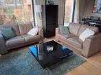 2 canapés en cuir gris taupe. Bon état. Longueur 160cm, Maison & Meubles, Enlèvement, Utilisé, Cuir