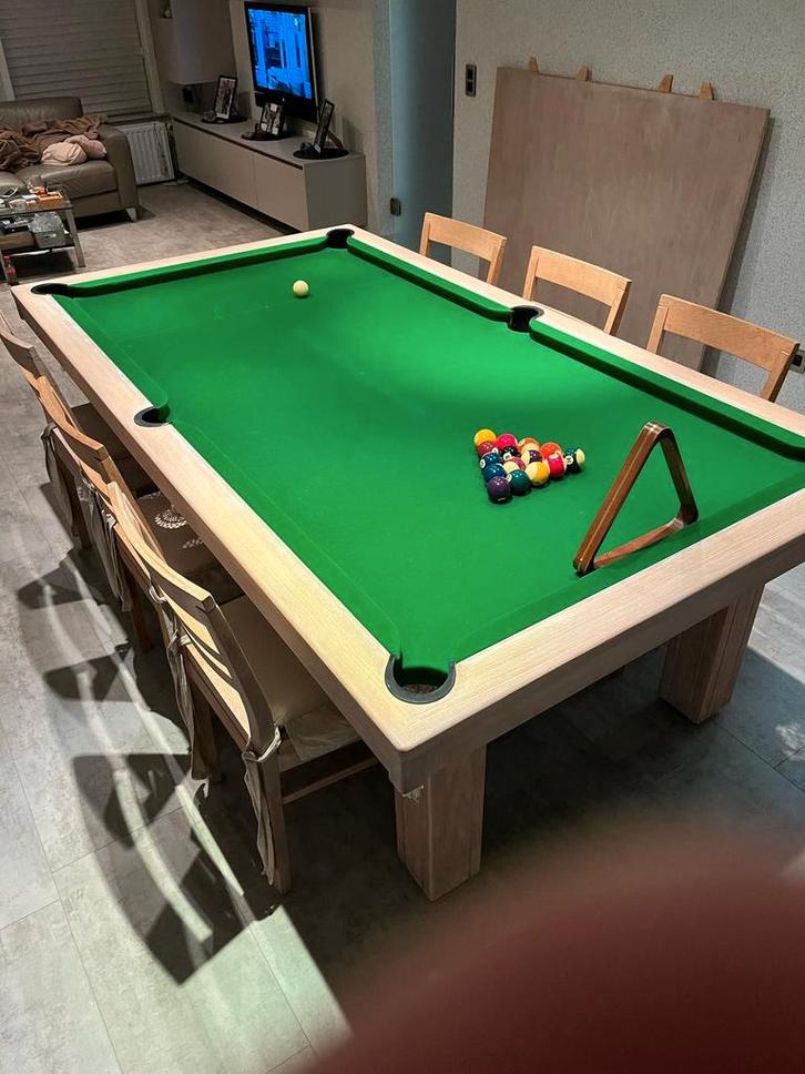 Biljarttafel / eettafel met aangepaste stoelen, Maison & Meubles, Tables | Tables à manger, Enlèvement