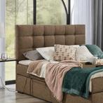 OP=OP Vaste Boxspring Dubai 160x200 Donkerbeige + Voetbord, Maison & Meubles, Chambre à coucher | Lits boxsprings, Neuf, Une personne