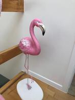 Flamingo standbeeld decoratie roze op witte staande voet, Ophalen, Gebruikt