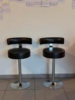Tabourets de bar en cuir, Maison & Meubles, Tabourets de bar, 2 tabourets, Comme neuf, Enlèvement, Cuir