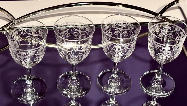 Lot de 4 verres à vin  VSL 1880-1900., Antiek en Kunst, Antiek | Glaswerk en Kristal, Ophalen