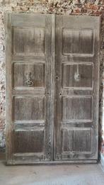 Ancienne double porte en chêne massif 1858, Gebruikt, Deurkozijn, 225 cm of meer, Hout
