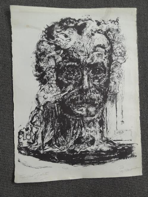 Litho Georges Brassens door Parsus exemplaire d'artiste 1974, Antiek en Kunst, Kunst | Litho's en Zeefdrukken, Verzenden