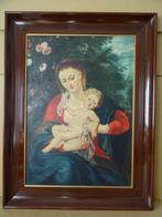 Antiek schilderij Maria Jezus Moeder Gods 67x86 P. Brasseur, Antiek en Kunst, Antiek | Religieuze voorwerpen, Ophalen of Verzenden