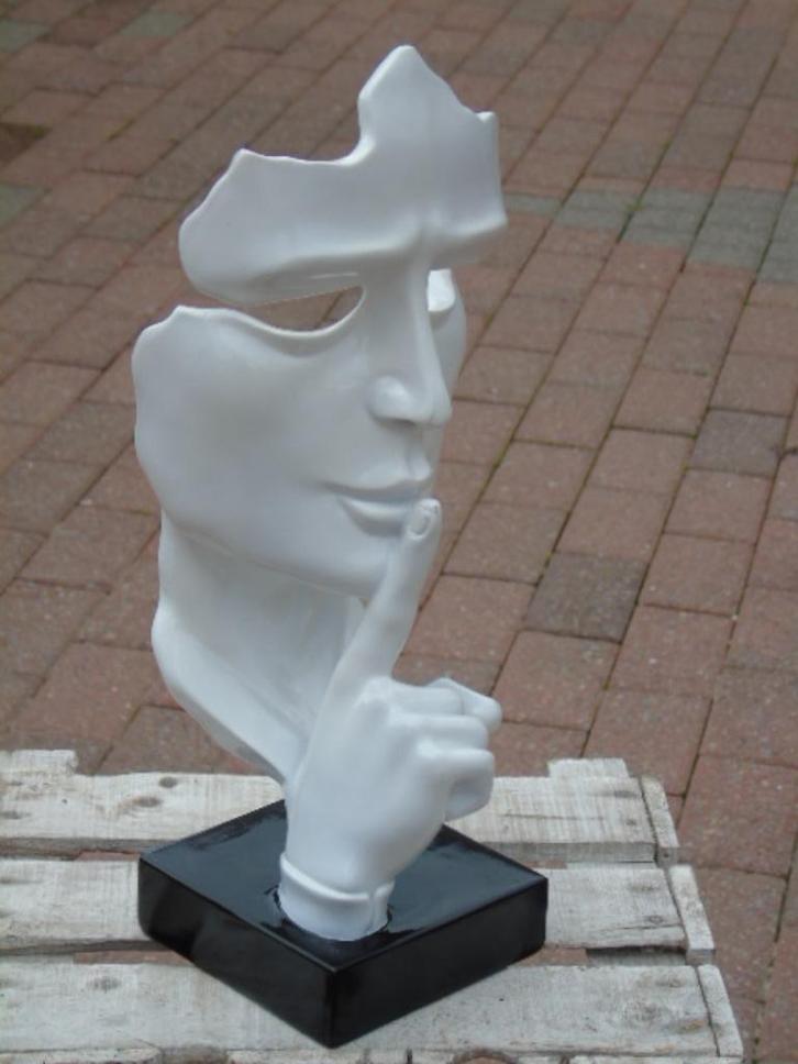 Buste of the Silence, gezicht in wit polyresin op een basis, Huis en Inrichting, Woonaccessoires | Overige, Nieuw, Ophalen