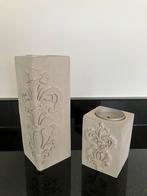 2 grijs-beige houders / kandelaars voor theelichtjes, Ophalen of Verzenden
