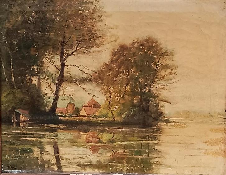 Adolphe Poot (1924-2006): Rivierzicht(O/D, 81 x 71 cm), Antiek en Kunst, Kunst | Schilderijen | Klassiek, Ophalen of Verzenden