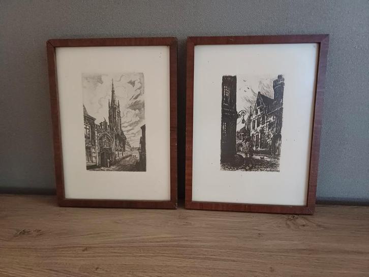 Set Brugge, Antiek en Kunst, Kunst | Etsen en Gravures, Ophalen