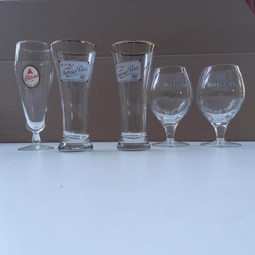 5 vintage bierglazen: Bas Pale Ale, Tuborg , Hoegaarden beschikbaar voor biedingen