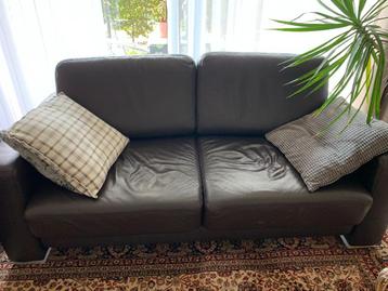 2x lederen tweezit zetel, Banc droit, Enlèvement, Utilisé, Cuir