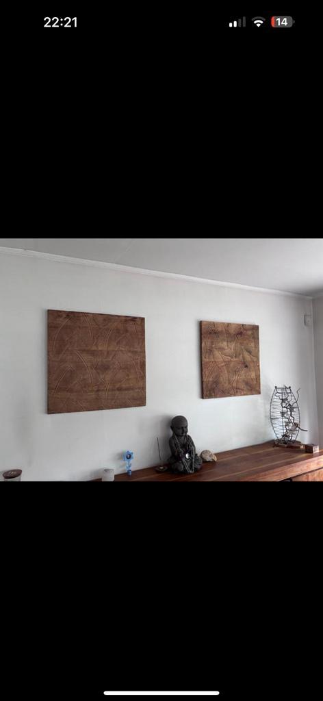 Tableau bois massif, Antiquités & Art, Art | Peinture | Abstraite, Enlèvement