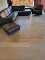 Bruine lederen hoeksalon, goede staat, Huis en Inrichting, Zetels | Zetels, Ophalen, 250 tot 300 cm, Gebruikt, Hoekbank