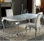 Table à manger style baroque plateau en verre + 10 chaises, Enlèvement, Utilisé