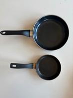 2 Koekenpannen/pannen van 20 cm en 14 cm, Ophalen, Gebruikt, Aluminium