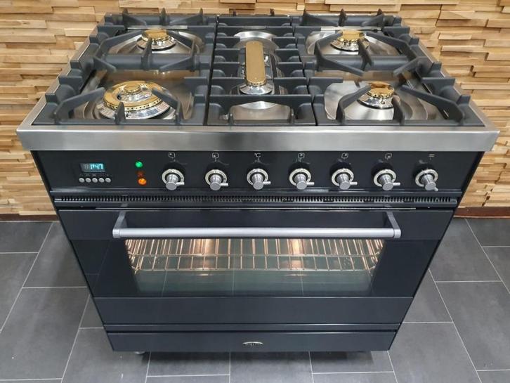🔥Luxe Boretti Fornuis 80cm antraciet + rvs 1 grote oven, Elektronische apparatuur, Fornuizen, Zo goed als nieuw, Vrijstaand, Gas