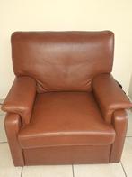 Lederen salon 3-zit en/of 2x 1-zit + poef, Huis en Inrichting, Ophalen, Gebruikt, Leer