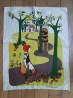 Vintage stof 1970 zeefdruk afbeelding Roodkapje en de wolf, Antiek en Kunst, Ophalen of Verzenden