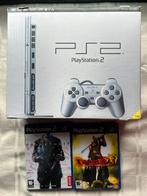 PlayStation 2 Silver en boîte +2 jeux, Comme neuf, Slim