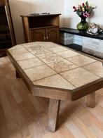Salontafel in eik belegd met tegels, Huis en Inrichting, Ophalen, Zo goed als nieuw