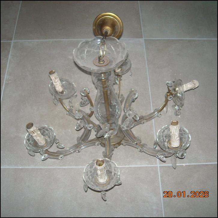 luchter luster kroonluchter glas, Huis en Inrichting, Lampen | Kroonluchters, Gebruikt, Glas, Metaal, Ophalen