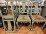 4 stoelen met rieten zitting, Vier, Gebruikt, Hout, Ophalen