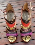 Jolies sandales en cuir multicolores 38, Comme neuf, Enlèvement ou Envoi, Sandales et Mûles