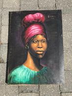 Oud schilderij 1947 G. Mawaka Congo Congolese vrouw, Ophalen of Verzenden