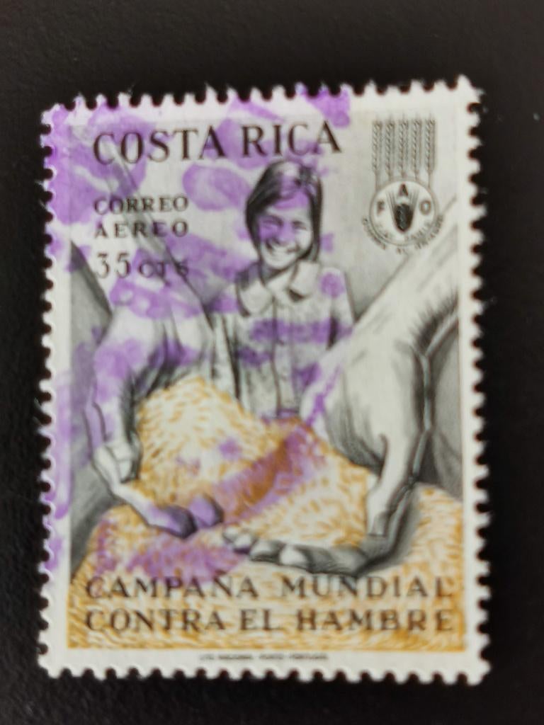 Costa Rica 1965 - lutte contre la faim - céréales, Enlèvement ou Envoi, Affranchi, Amérique centrale