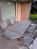 Teakhouten tuinset met 6 stoelen, Tuin en Terras, Tuinsets en Loungesets, Ophalen, Gebruikt, 6 zitplaatsen, Tuinset