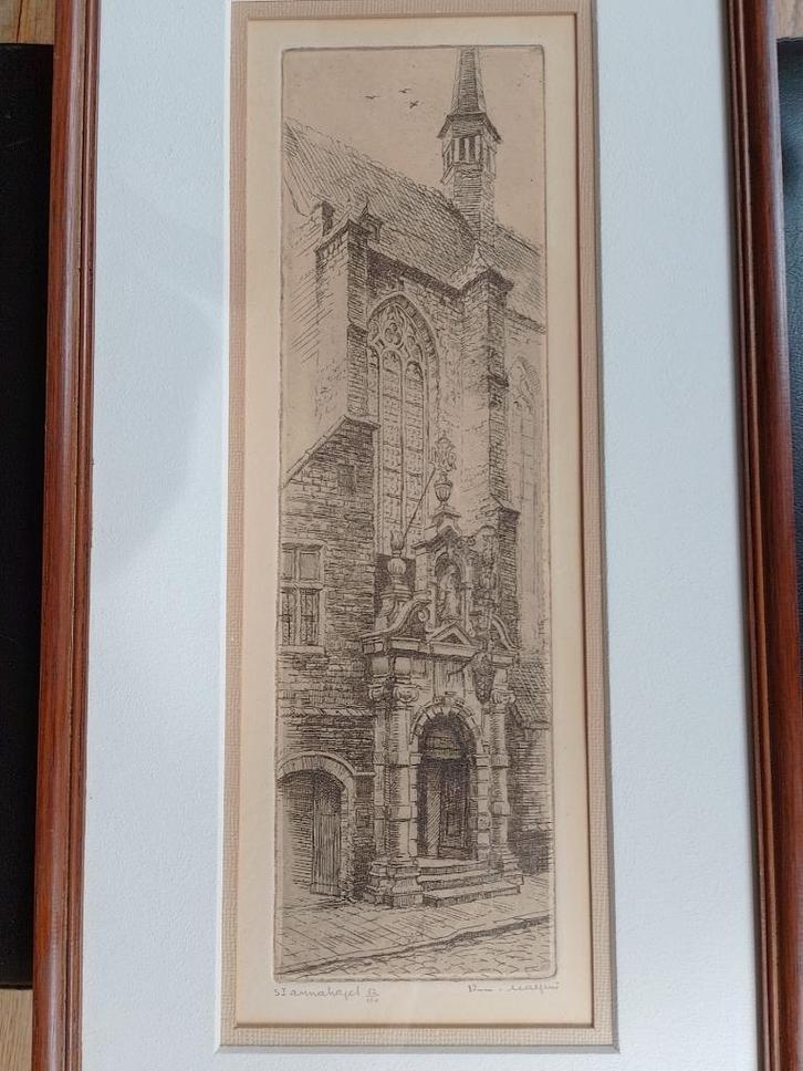 Romain Malfliet   1916 - 2006   Ets  St Annakapel Antwerpen, Antiek en Kunst, Kunst | Etsen en Gravures, Verzenden