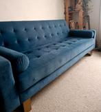 Canapé convertible bleu canard en velour, Enlèvement, Bleu