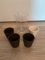 5 potjes en ronde pot, Huis en Inrichting, Ophalen of Verzenden, Gebruikt