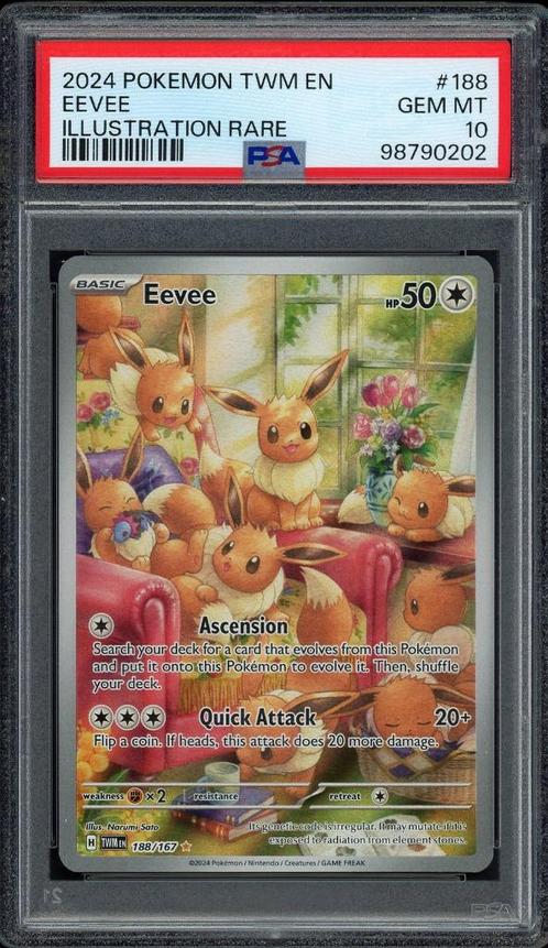 Eevee [IR] PSA 10 - 188/167 -Twilight Masquerade 2024, Hobby en Vrije tijd, Verzamelkaartspellen | Pokémon, Zo goed als nieuw