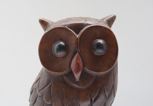 XXL gesneden houten vintage modern design OWL sculptuur uit, Antiek en Kunst, Kunst | Designobjecten, Ophalen of Verzenden