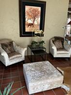 2 fauteuils  + poef/tafel, Ophalen, Gebruikt, Stof