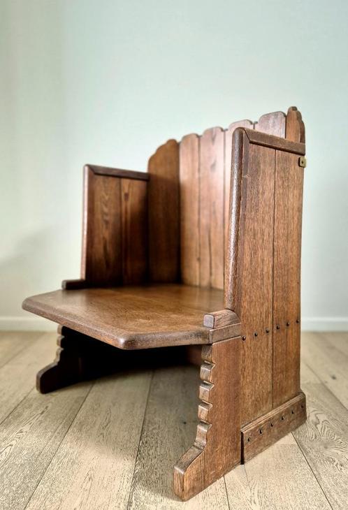 Arts & Crafts Stoel - Jacobus A. Huizinga - info gevraagd(?), Huis en Inrichting, Stoelen, Gebruikt, Eén, Hout, Metaal, Bruin