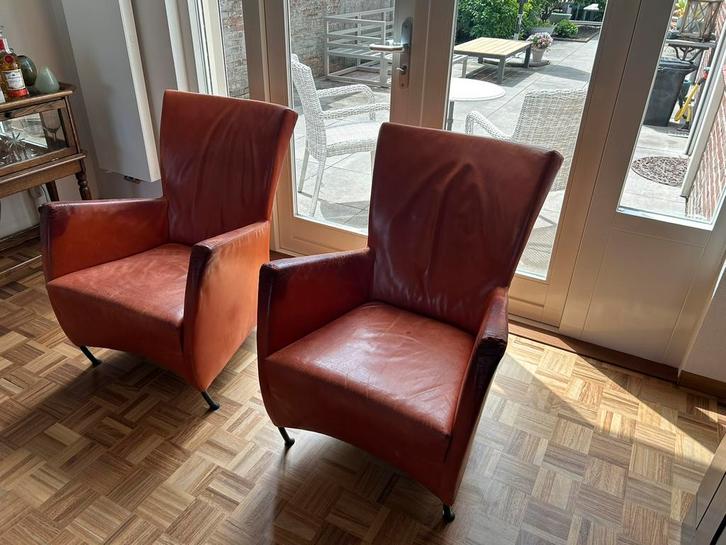 Montis Windy - 2 fauteuils, Huis en Inrichting, Fauteuils, Gebruikt, Leer, 50 tot 75 cm, 75 tot 100 cm, Ophalen