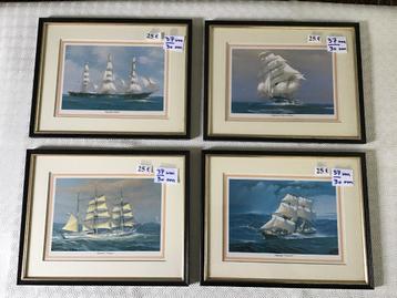 4 mooie zeilboten prachtig ingekaderd aan 25 € beschikbaar voor biedingen