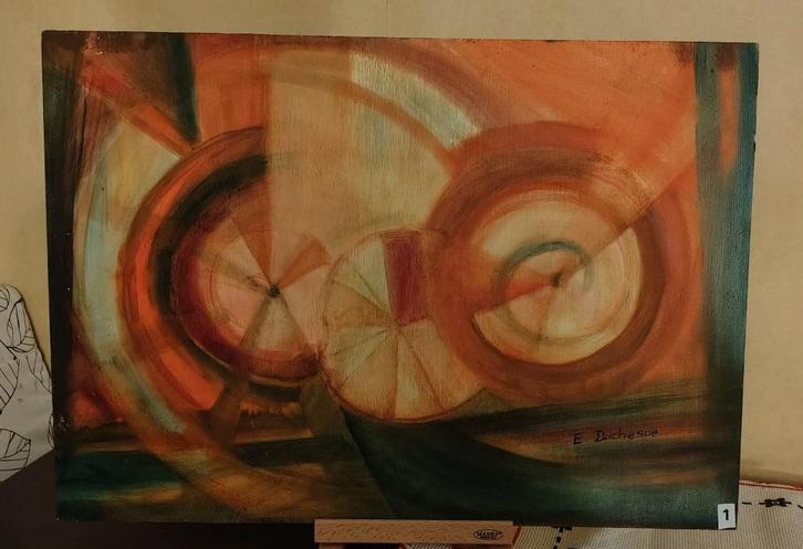 Peinture abstraite de E Duchesne, Antiquités & Art, Art | Peinture | Moderne, Enlèvement