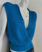 Handgemaakt blauwe top/débardeur mt S, Blauw, Ophalen of Verzenden, Zo goed als nieuw, Handgemaakt